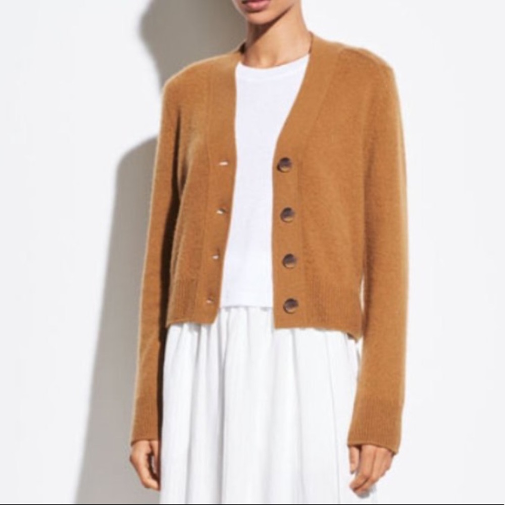 Vince Cashmere Shrunken Button Cardigan